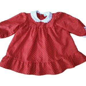 Vintage Baby Dress Red White Hearts Size 24 Months